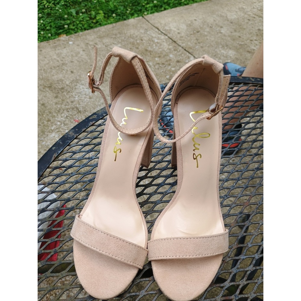 Lulus Women's Size 5 TAYLOR Nude Slingback High Heel Shoes Neutral Suede